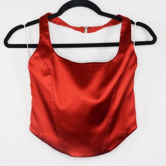 Wilfred Bustier Womens Size Medium Orange Dusk Satin Halter Top Cropped - Picture 1 of 8